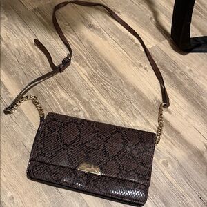 Brown Snake Print Crossbody Bag